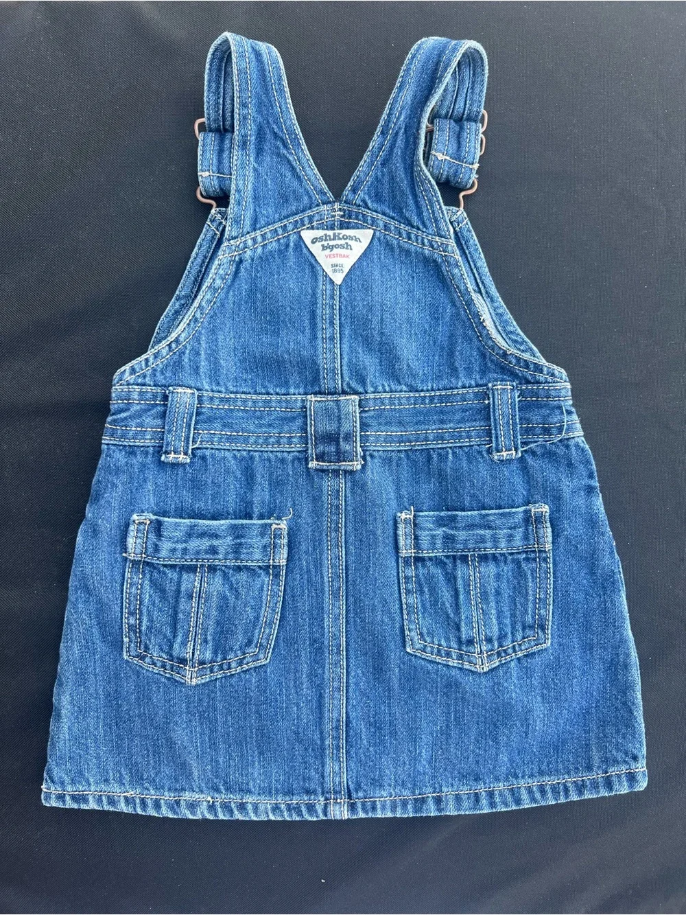 Vintage OshKosh B’gosh Vestbak 18M Denim Overall Jumper Dress Butterfly